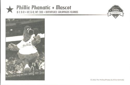 2012 Philadelphia Phillies Photocards 1st Edition #NNO Phillie Phanatic Back