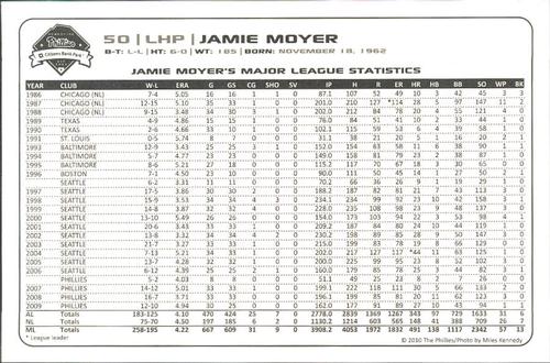 2010 Philadelphia Phillies Photocards 2nd Edition #25 Jamie Moyer Back