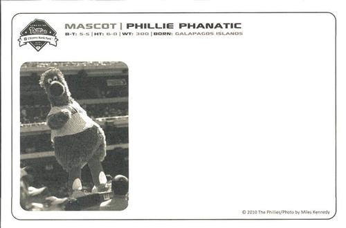 2010 Philadelphia Phillies Photocards 2nd Edition #38 Phillie Phanatic Back