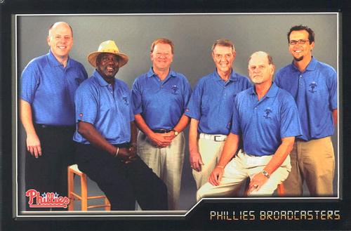 2009 Philadelphia Phillies Photocards #36 Phillies Broadcasters (Tom McCarthy / Gary Matthews / Chris Wheeler / Harry Kalas / Larry Andersen / Scott Franzke) Front