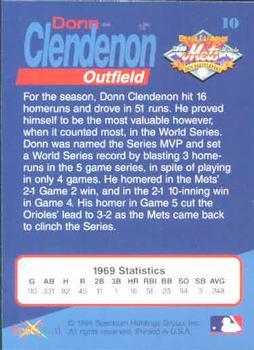1994 Spectrum The Miracle of '69 #10 Donn Clendenon Back