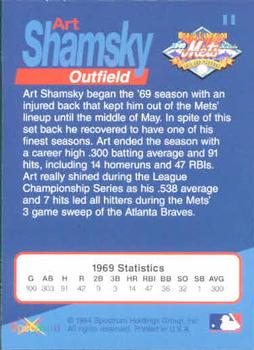 1994 Spectrum The Miracle of '69 #11 Art Shamsky Back