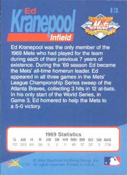 1994 Spectrum The Miracle of '69 #13 Ed Kranepool Back