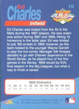 1994 Spectrum The Miracle of '69 #18 Ed Charles Back