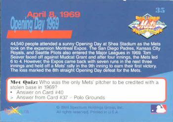 1994 Spectrum The Miracle of '69 #35 Opening Day 1969 Back