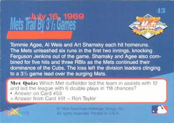 1994 Spectrum The Miracle of '69 #43 Mets Trail by 3 1/2 Games Back