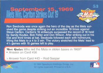 1994 Spectrum The Miracle of '69 #53 Steve Carlton/Strikes out 19/Mets Win Back
