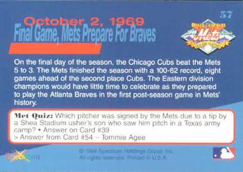 1994 Spectrum The Miracle of '69 #57 Mets Prepare for Braves Back