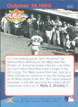 1994 Spectrum The Miracle of '69 #62 1969 World Series, Game 2 Back