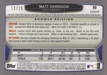 2013 Bowman Chrome - Black Refractors #99 Matt Harrison Back