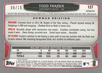 2013 Bowman Chrome - Black Refractors #127 Todd Frazier Back