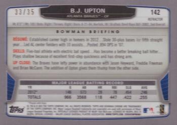 2013 Bowman Chrome - Magenta Refractors #142 B.J. Upton Back