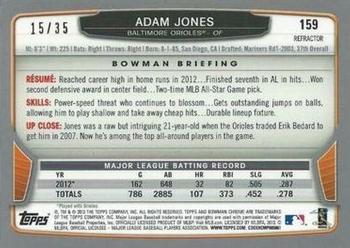 2013 Bowman Chrome - Magenta Refractors #159 Adam Jones Back
