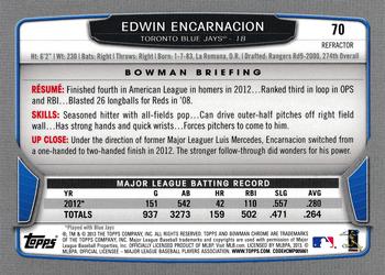 2013 Bowman Chrome - X-Fractors #70 Edwin Encarnacion Back