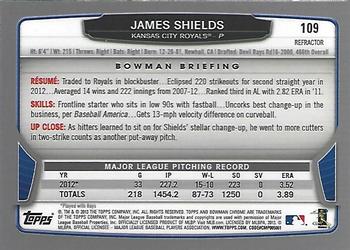 2013 Bowman Chrome - X-Fractors #109 James Shields Back