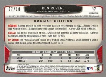 2013 Bowman Chrome - Yellow Refractors #17 Ben Revere Back
