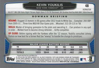 2013 Bowman Chrome - Green Refractors #48 Kevin Youkilis Back