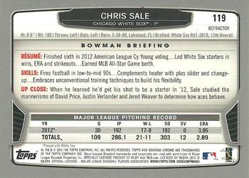 2013 Bowman Chrome - Green Refractors #119 Chris Sale Back