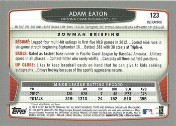 2013 Bowman Chrome - Green Refractors #123 Adam Eaton Back