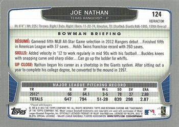 2013 Bowman Chrome - Green Refractors #124 Joe Nathan Back