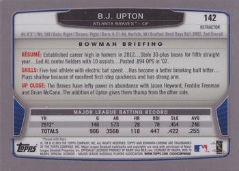 2013 Bowman Chrome - Green Refractors #142 B.J. Upton Back