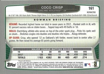 2013 Bowman Chrome - Green Refractors #161 Coco Crisp Back