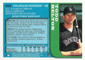 1997 Bowman #331 Todd Helton Back