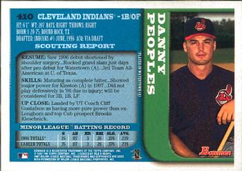 1997 Bowman #410 Danny Peoples Back