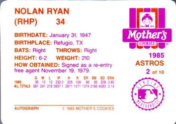 1993 Mother's Cookies Nolan Ryan Farewell #2 Nolan Ryan Back