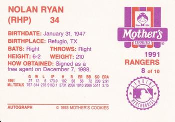 1993 Mother's Cookies Nolan Ryan Farewell #8 Nolan Ryan Back