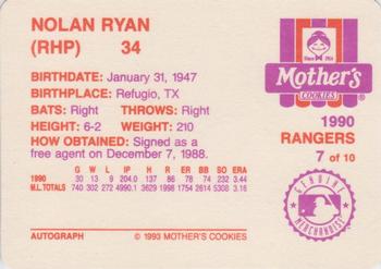 1993 Mother's Cookies Nolan Ryan Farewell #7 Nolan Ryan Back
