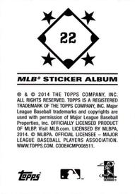 2014 Topps Stickers #22 Jacoby Ellsbury Back