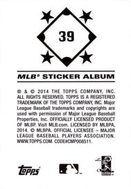 2014 Topps Stickers #39 Jose Bautista Back