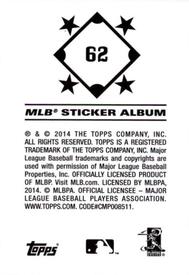 2014 Topps Stickers #62 Michael Bourn Back
