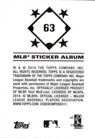 2014 Topps Stickers #63 Slider Back