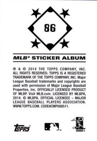 2014 Topps Stickers #86 Joe Mauer Back