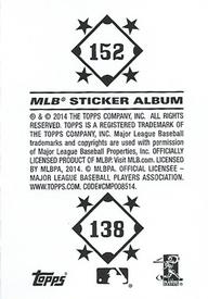 2014 Topps Stickers #138 / 152 Boston Red Sox / Atlanta Braves Back