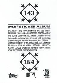 2014 Topps Stickers #143 / 164 Kansas City Royals / St. Louis Cardinals Back