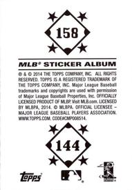2014 Topps Stickers #144 / 158 Minnesota Twins / Milwaukee Brewers Back