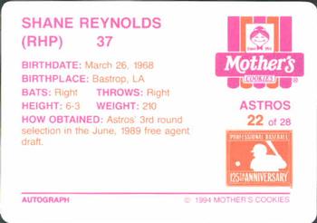 1994 Mother's Cookies Houston Astros #22 Shane Reynolds Back