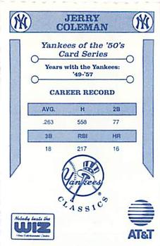 1992 The Wiz New York Yankees of the 50s #NNO Jerry Coleman Back