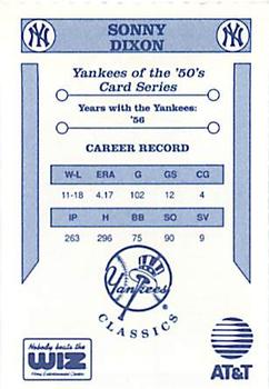 1992 The Wiz New York Yankees of the 50s #NNO Sonny Dixon Back