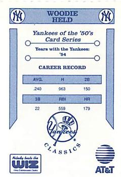 1992 The Wiz New York Yankees of the 50s #NNO Woodie Held Back