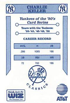 1992 The Wiz New York Yankees of the 50s #NNO Charlie Keller Back