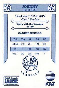 1992 The Wiz New York Yankees of the 50s #NNO Johnny Kucks Back