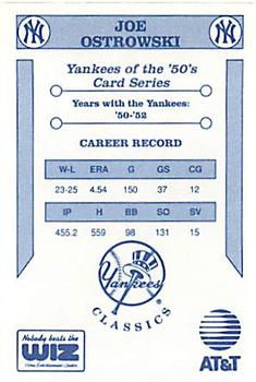 1992 The Wiz New York Yankees of the 50s #NNO Joe Ostrowski Back