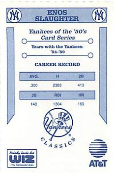 1992 The Wiz New York Yankees of the 50s #NNO Enos Slaughter Back