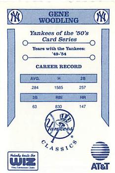 1992 The Wiz New York Yankees of the 50s #NNO Gene Woodling Back