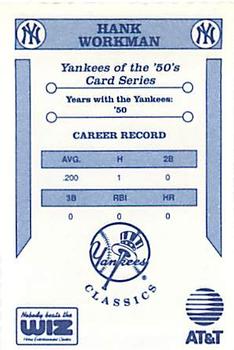 1992 The Wiz New York Yankees of the 50s #NNO Hank Workman Back
