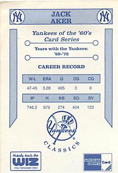 1992 The Wiz New York Yankees of the 60s #NNO Jack Aker Back